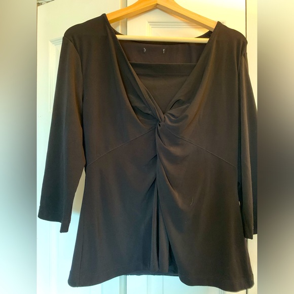 Black Faux Wrap Blouse - Picture 1 of 3